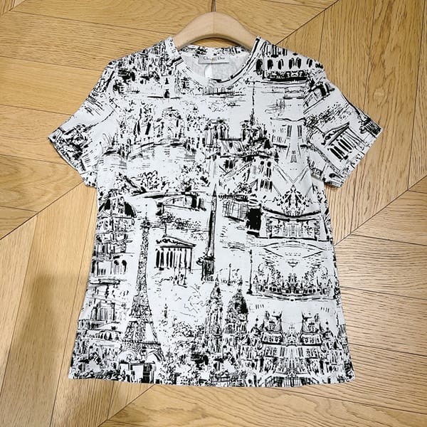 使い勝手良しディオール Paris Allover コットン リネン Tシャツ コピー deb49135